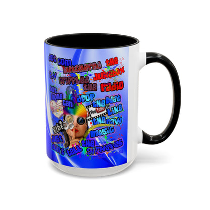 drop the beat - Accent Mug (blue-white wave)