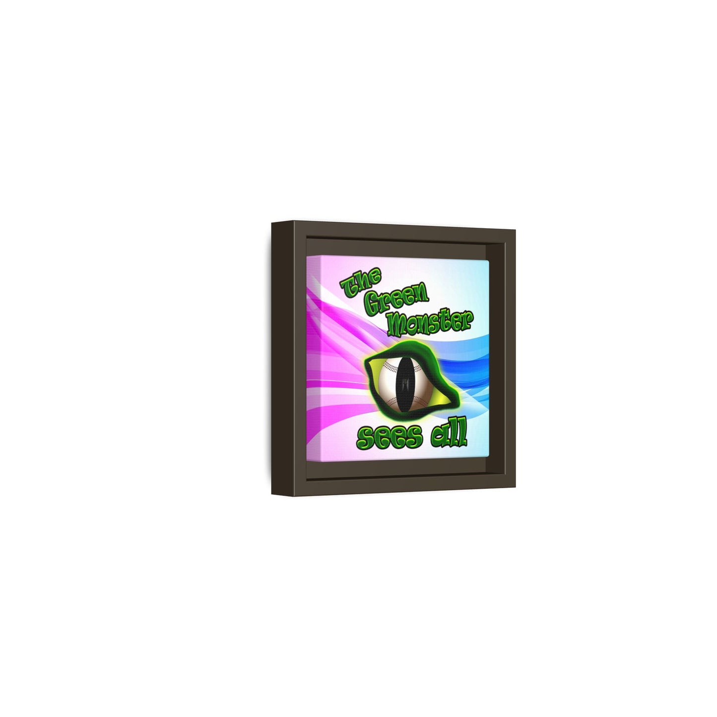 green monster - framed canvas art (light blue-pink wave)