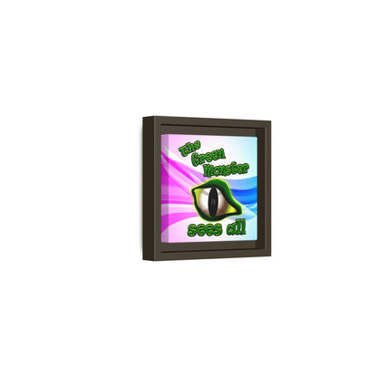 green monster - framed canvas art (light blue-pink wave)