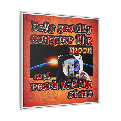 defy conquer reach - framed canvas art (burnt orange)