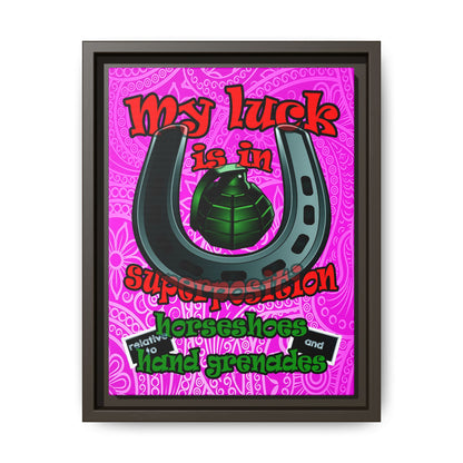 my luck - framed canvas art (pink swirl)