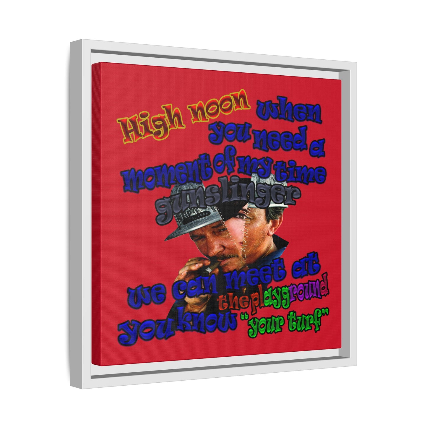high noon - framed canvas art (dark red)