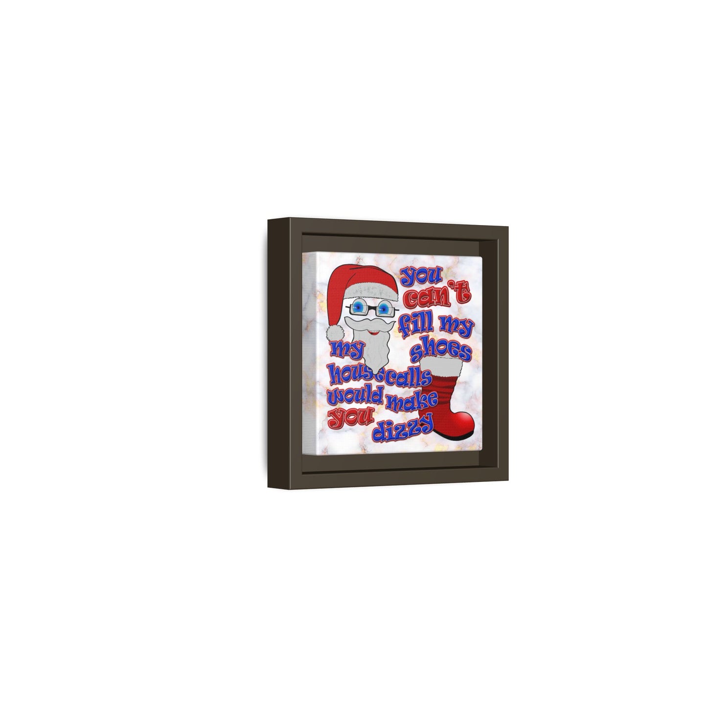 santa's shoes - framed canvas art (white marble)