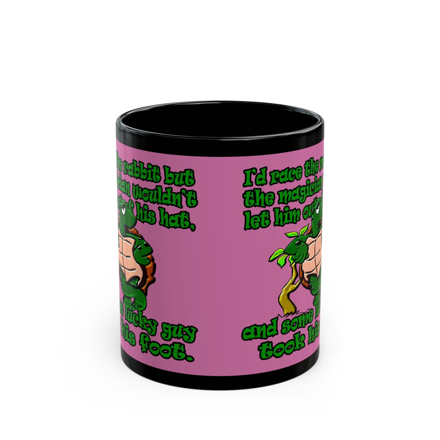 turtle race - Black Mug (light pink)