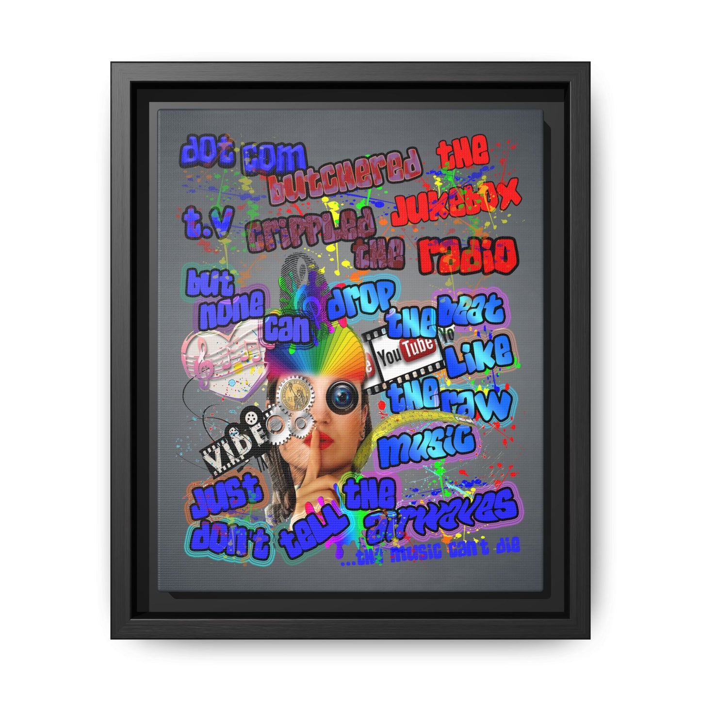 drop the beat - framed canvas art (grey-light grey)