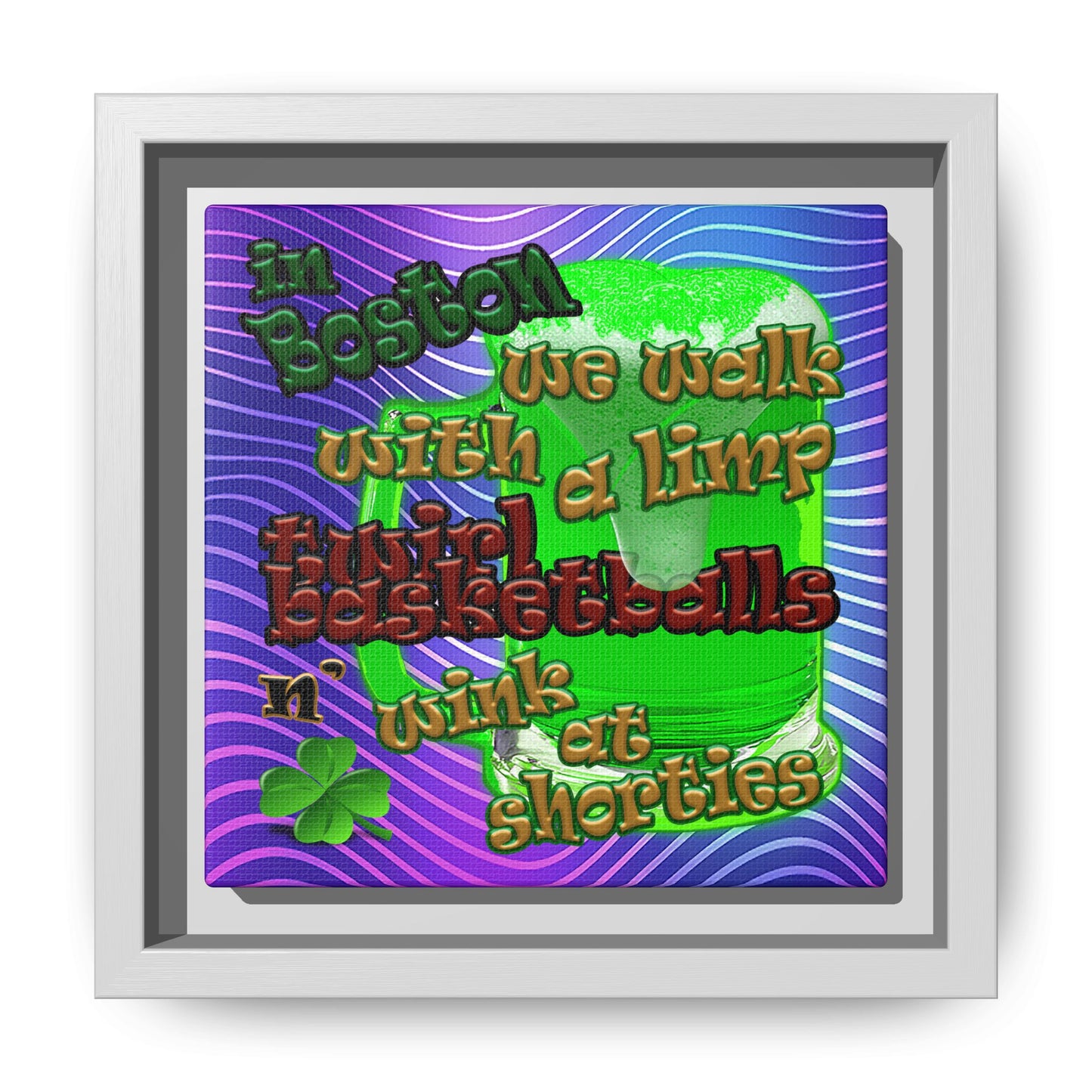 celtics logo - framed canvas art (purple wave)