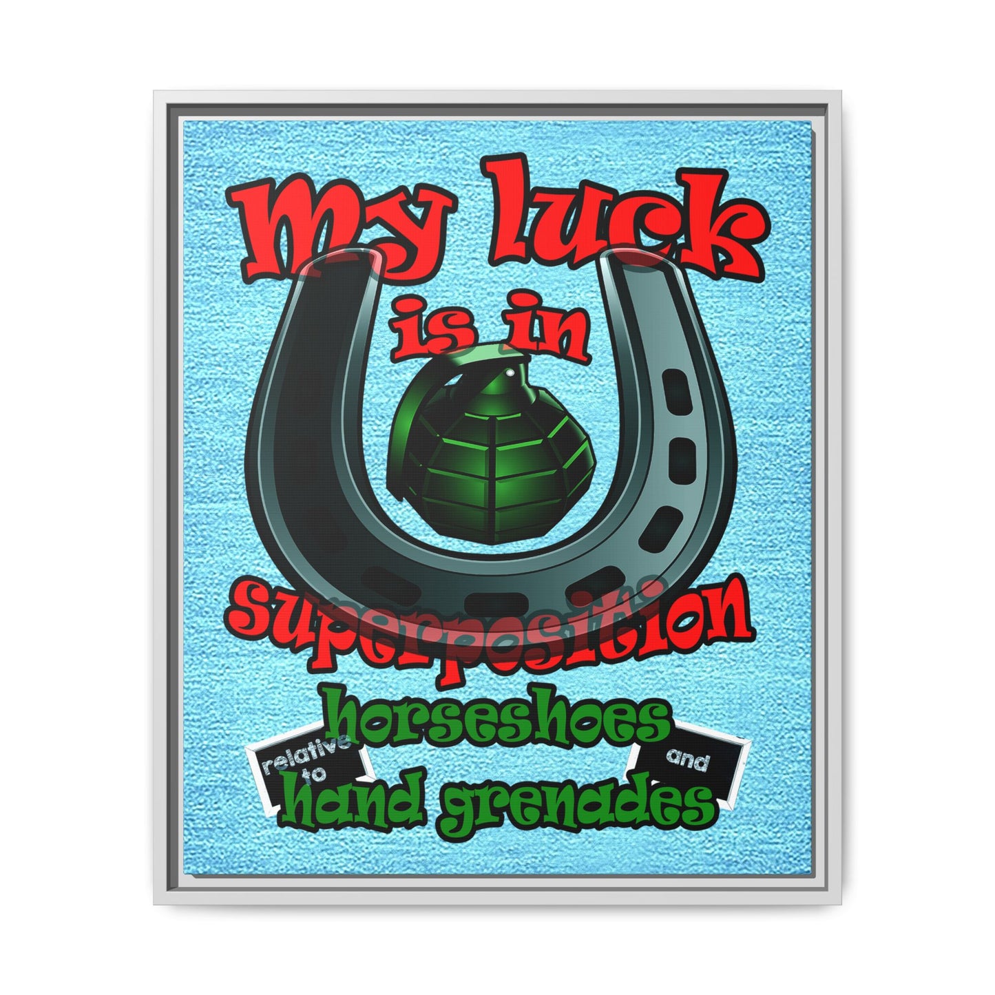 my luck - framed canvas art (faded blue)