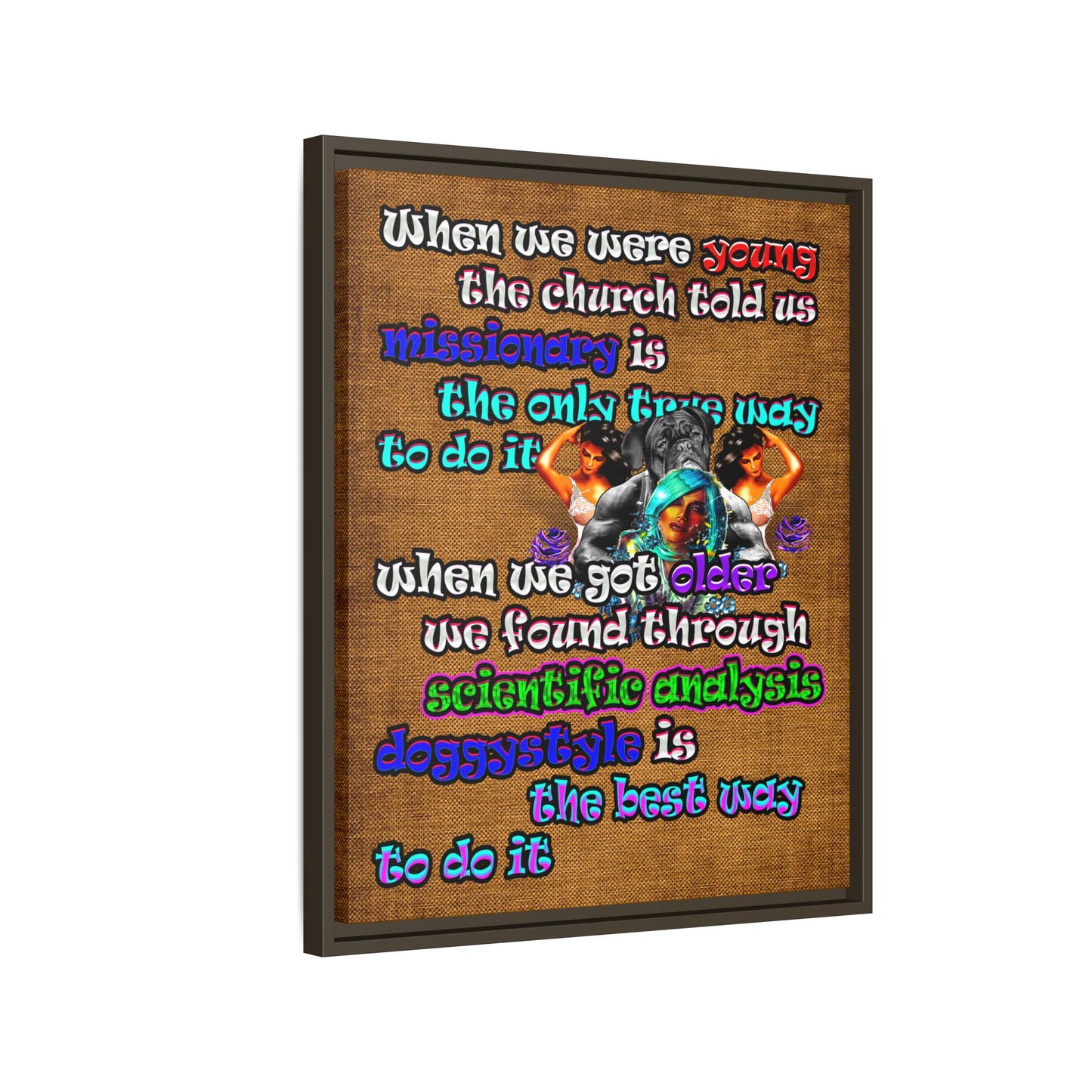 doggystyle - framed canvas art (brown papyrus)