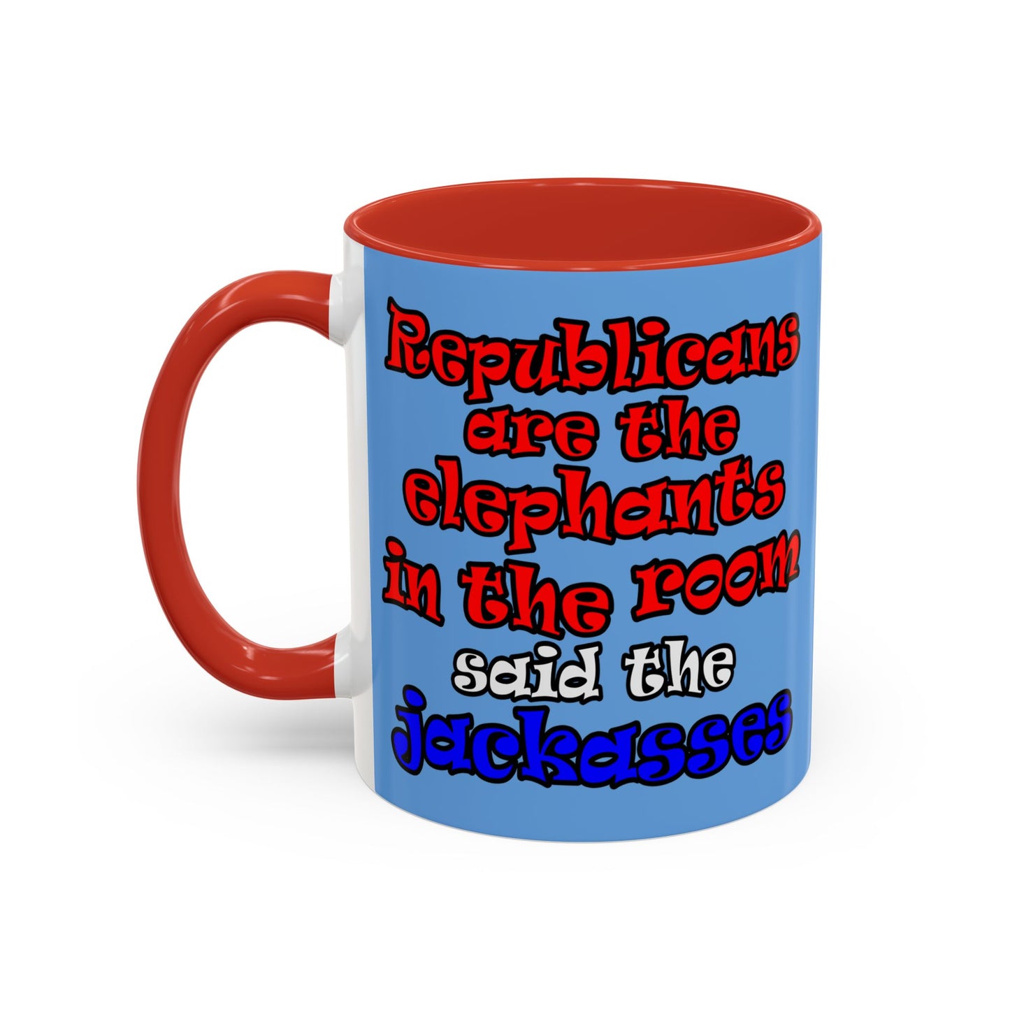 donkeys and elephants - Accent Mug (light blue)