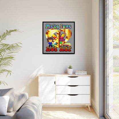 love peace - framed canvas art (grey)