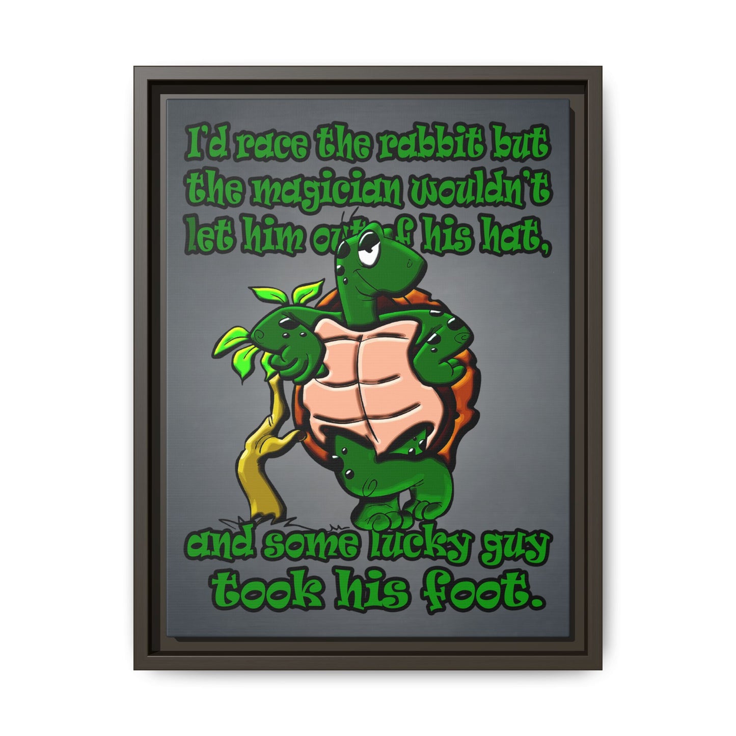 turtle race - framed canvas art (grey-light grey)