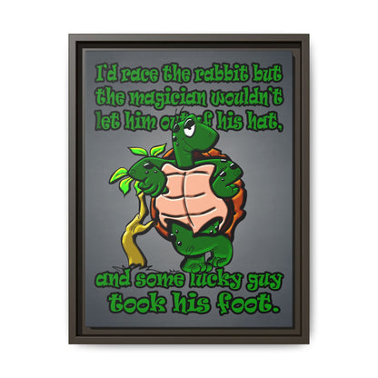 turtle race - framed canvas art (grey-light grey)
