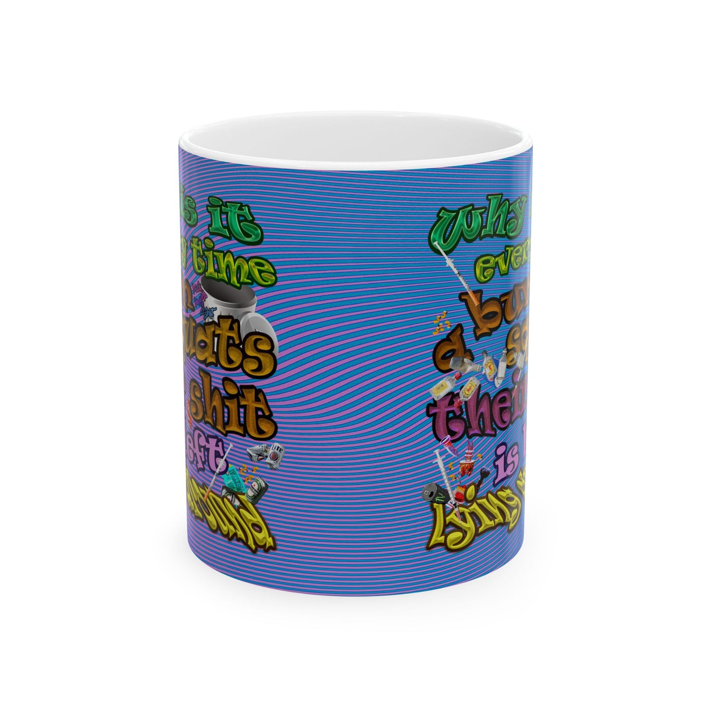 the bum's shit - White Mug (light blue-purple wave)