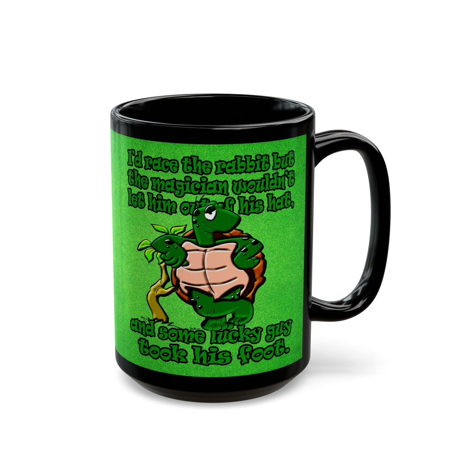 turtle race - Black Mug (green turf)