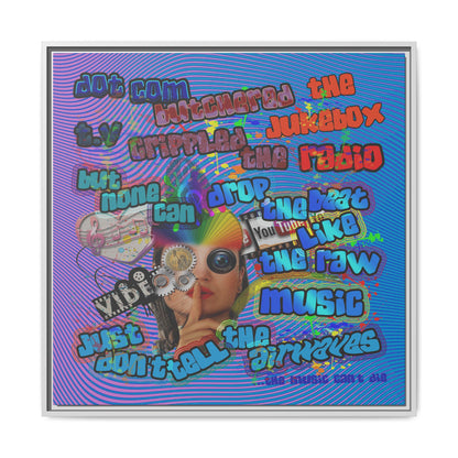 drop the beat - framed canvas art (light blue-purple wave)