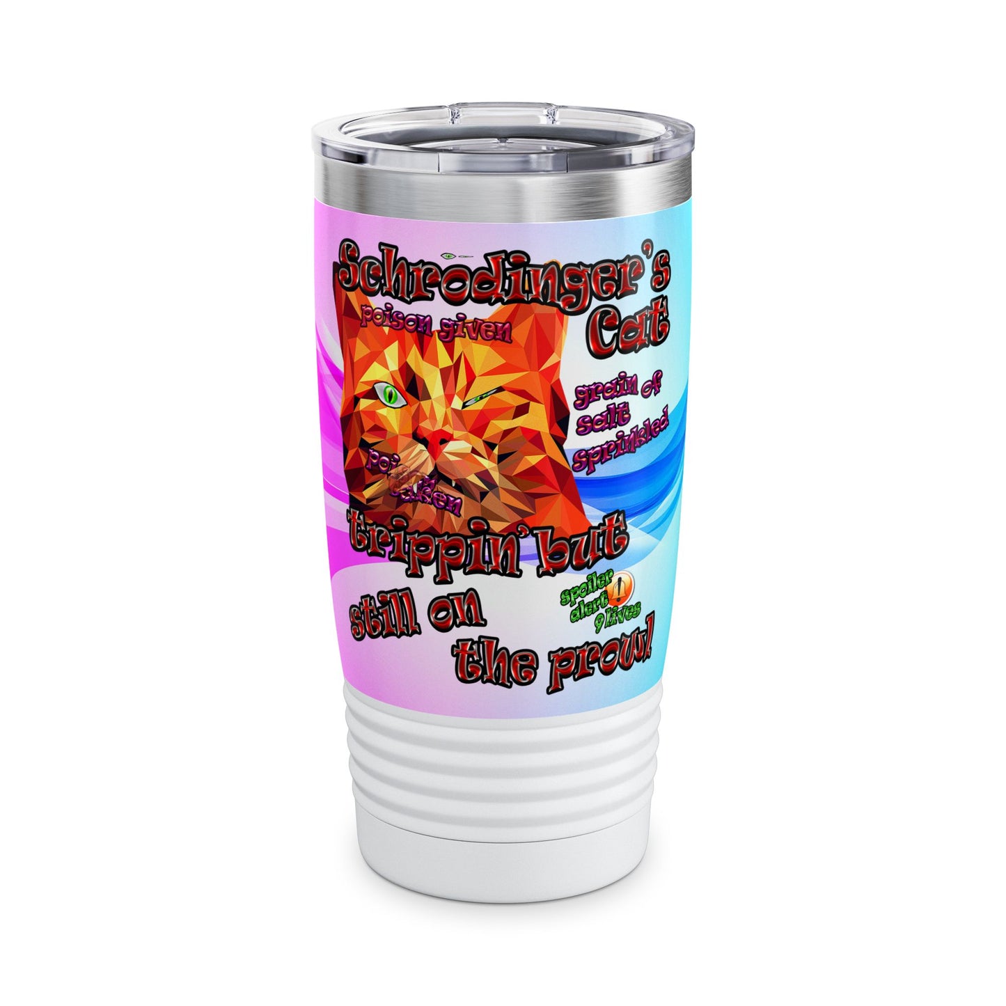 schrodinger's cat - Ringneck Tumbler, 20oz (light blue-pink wave)