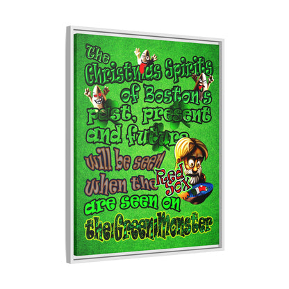 christmas spirits of boston - framed canvas art (green turf)