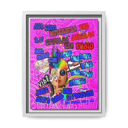 drop the beat - framed canvas art (pink swirl)