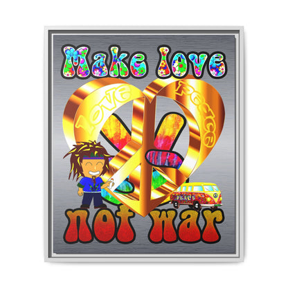 love peace - framed canvas art (brushed nickel)