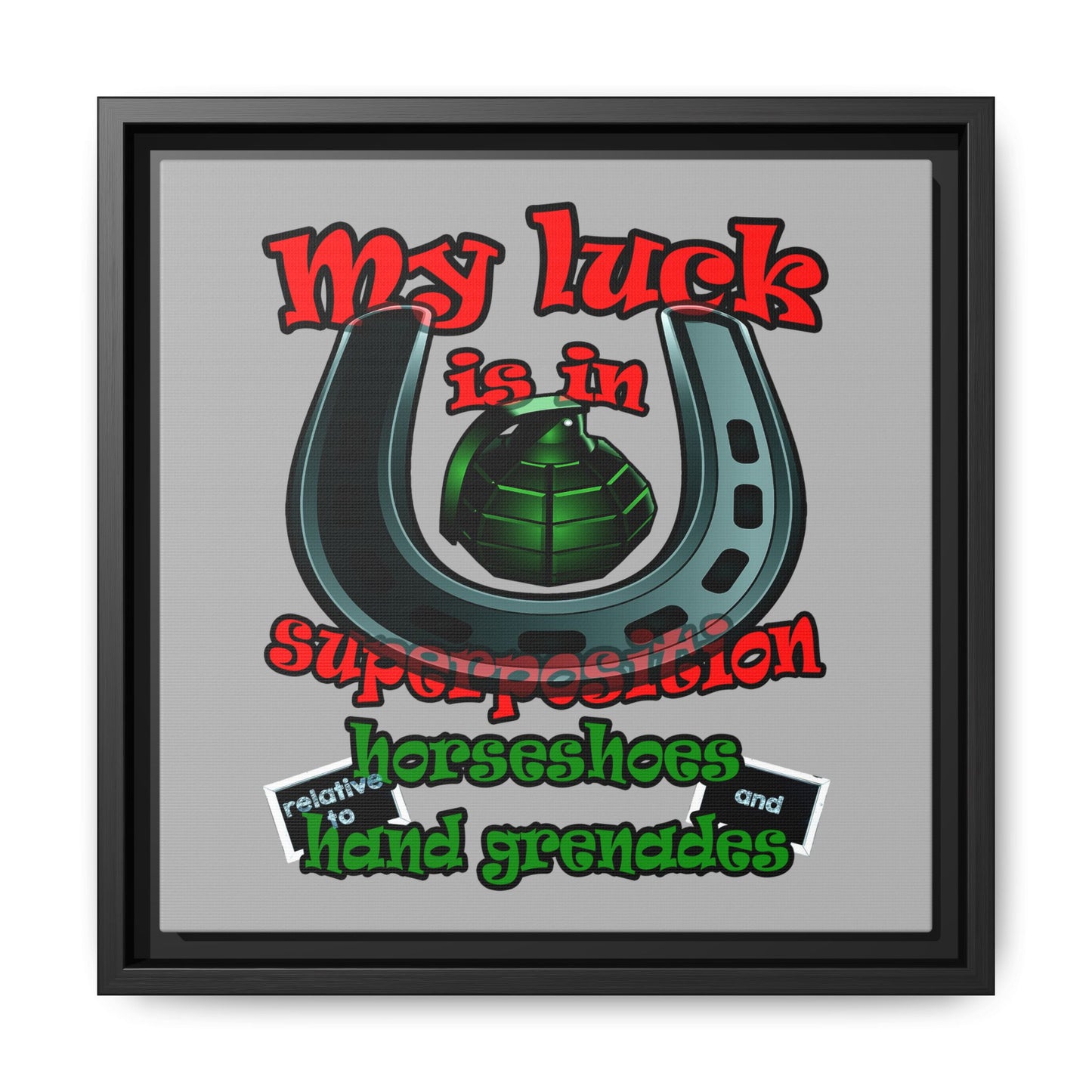 my luck - framed canvas art (light grey)
