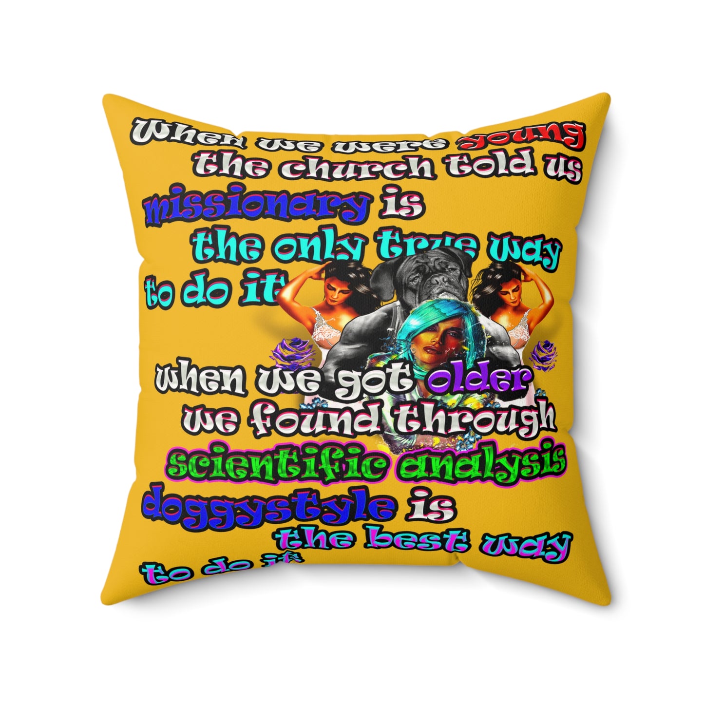 doggystyle - Faux Suede Square Pillow - (yellow)