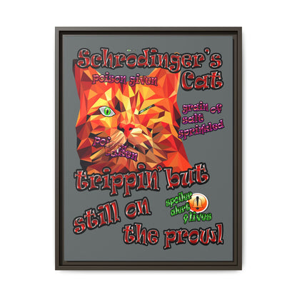schrodinger's cat - framed canvas art (dark grey)