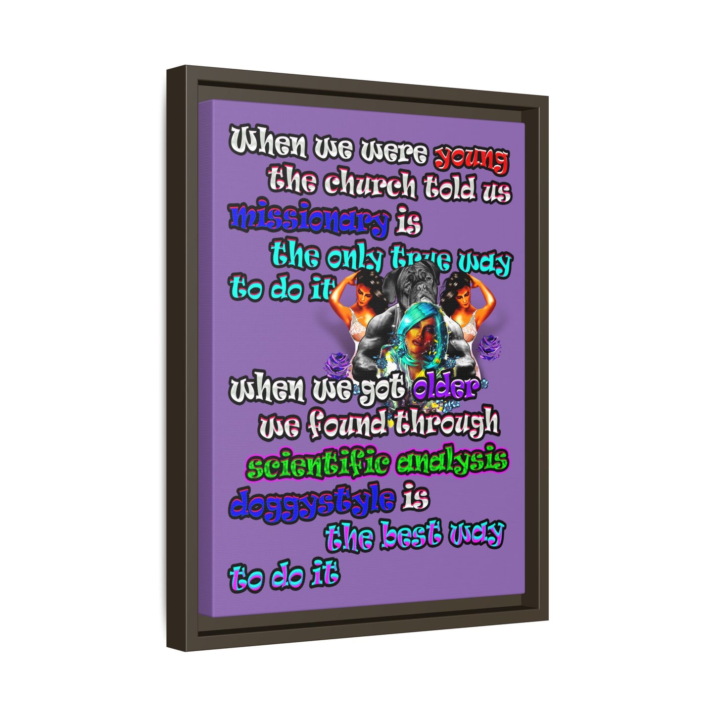doggystyle - framed canvas art (light purple)