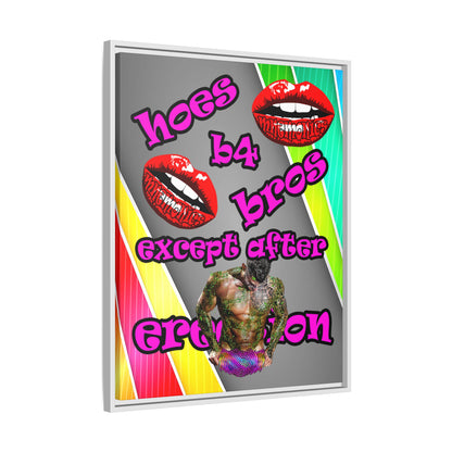 hoes b4 bros - framed canvas art (rainbow split)