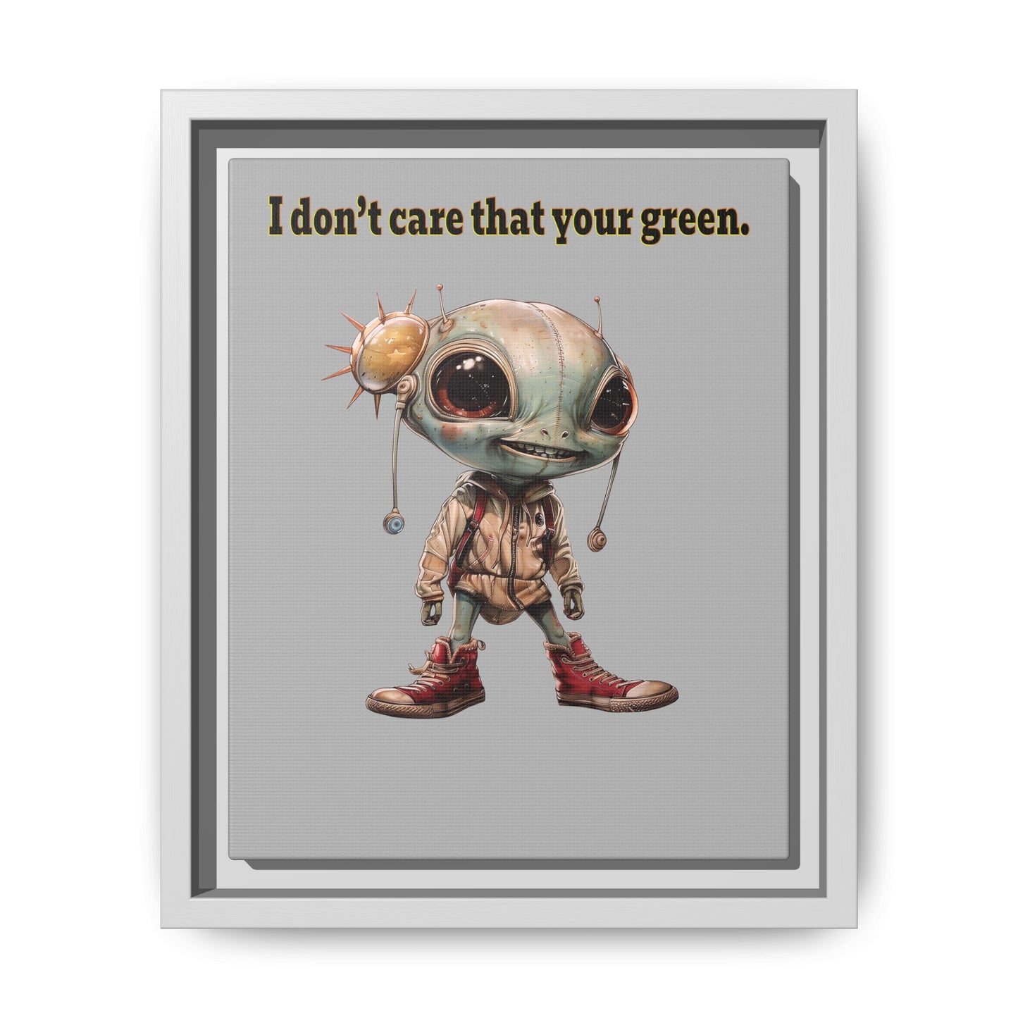 I don't care that your green - framed canvas art (light grey)