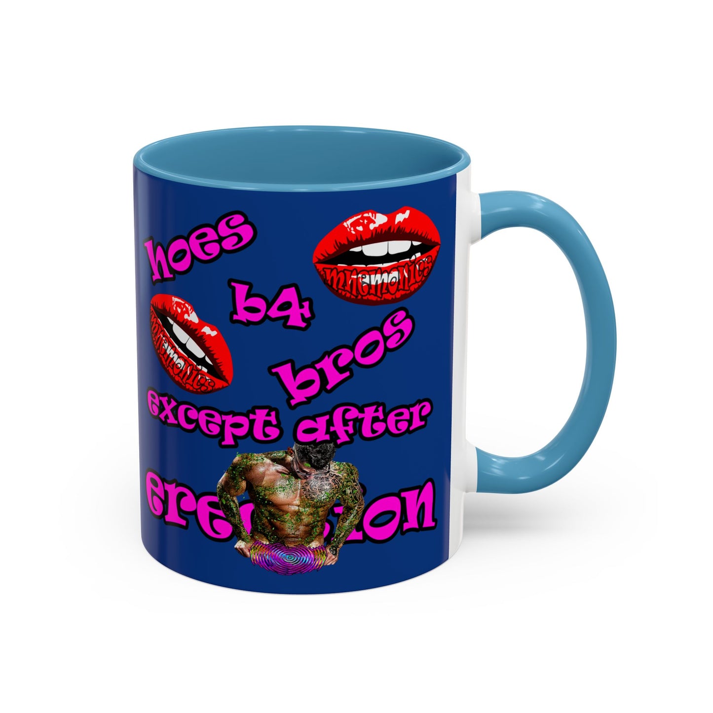 hoes b4 bros - Accent Mug (dark blue)