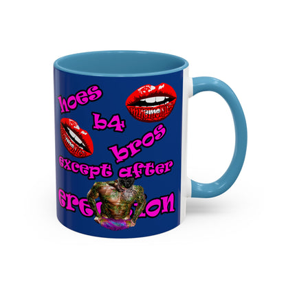 hoes b4 bros - Accent Mug (dark blue)