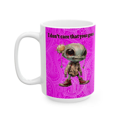 I don't care that your grey - White Mug (pink swirl)