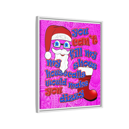 santa's shoes - framed canvas art (pink swirl)