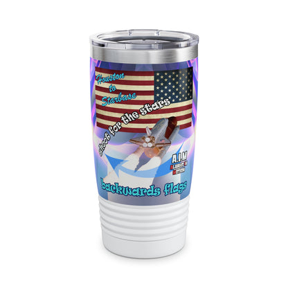 shoot for the stars - Ringneck Tumbler, 20oz (grey-pink wave)