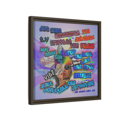 drop the beat - framed canvas art (light blue-pink wave)