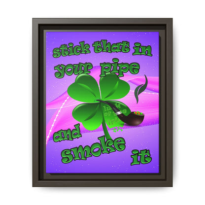 stick that in your pipe and smoke it - framed canvas art (purple-pink wave)