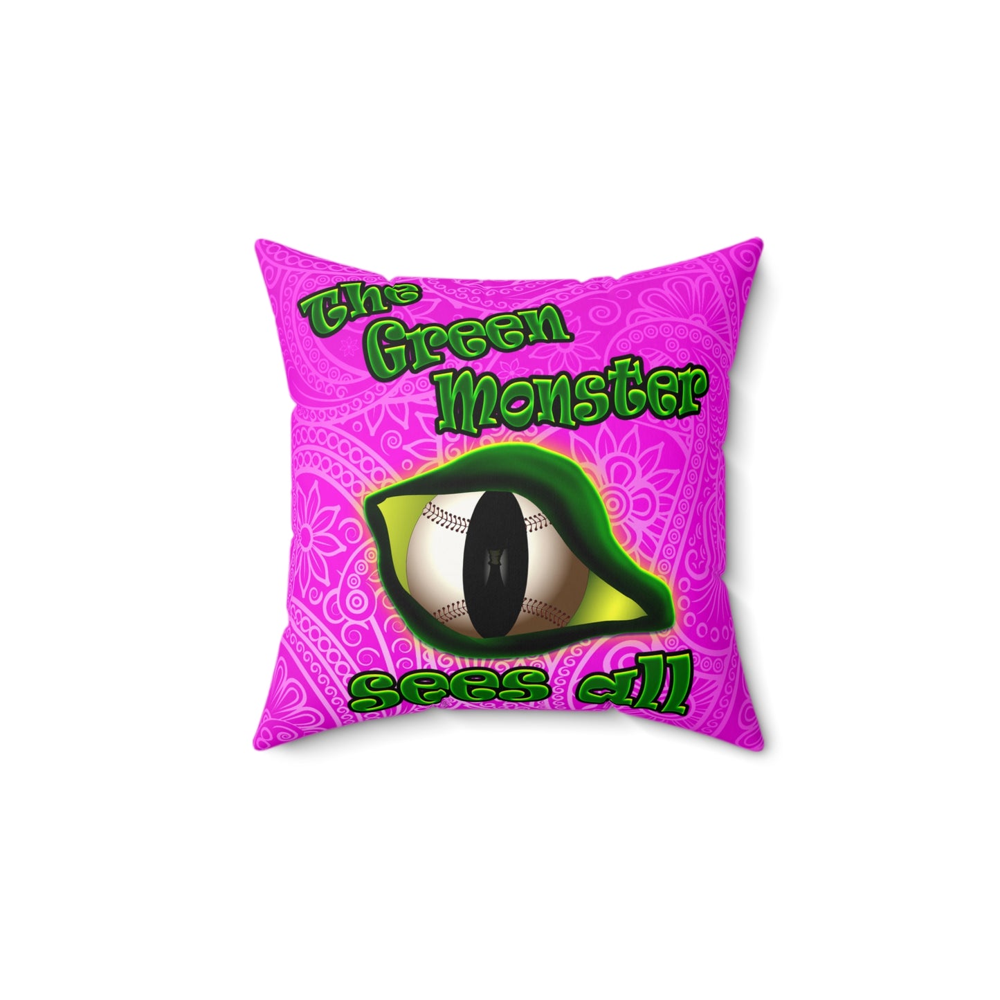 green monster - Faux Suede Square Pillow - (pink swirl)
