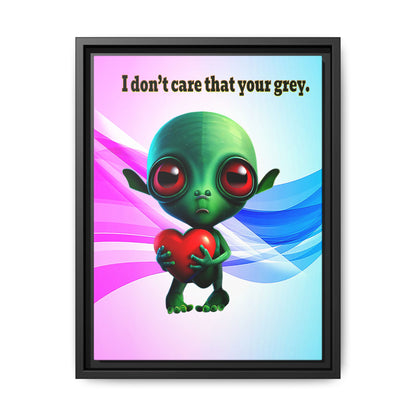 I don't care that your grey - framed canvas art (light blue-pink wave)