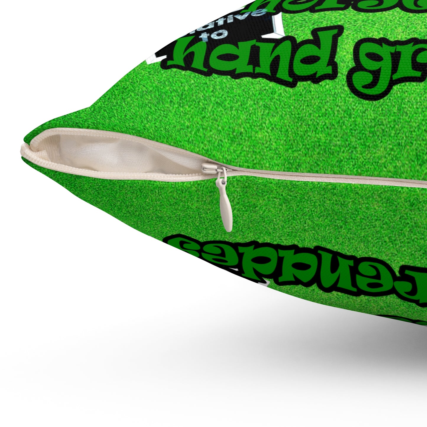 my luck - Spun Polyester Square Pillow - (green turf)