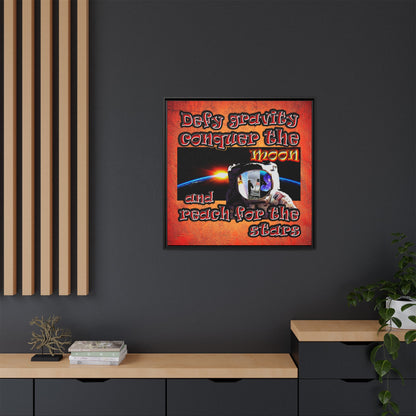 defy conquer reach - framed canvas art (burnt orange)