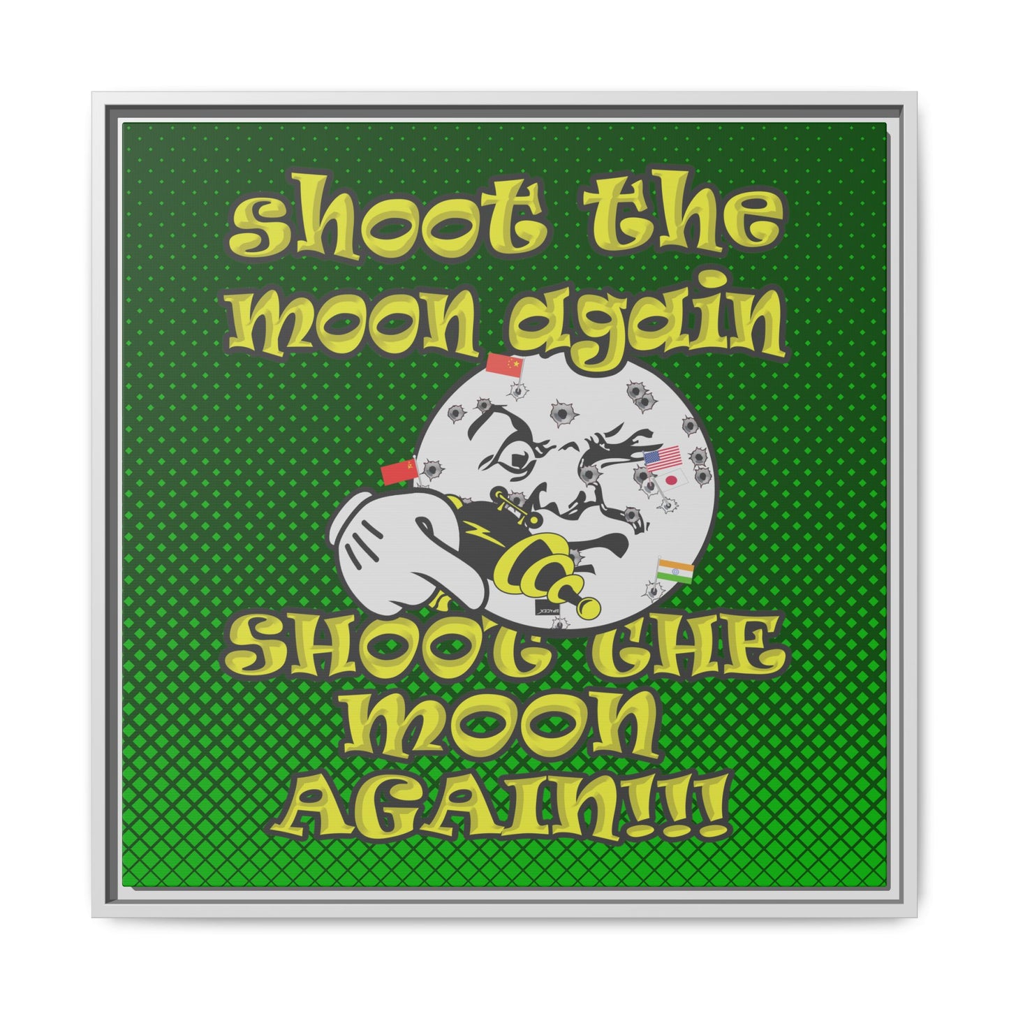shoot the moon again - framed canvas art (logo green)