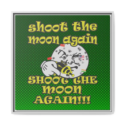 shoot the moon again - framed canvas art (logo green)