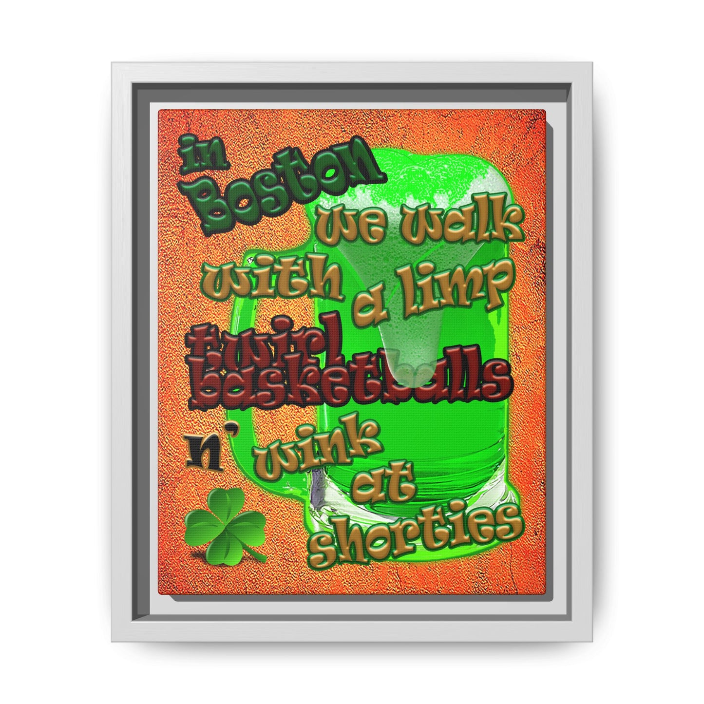 celtics logo - framed canvas art (burnt orange)