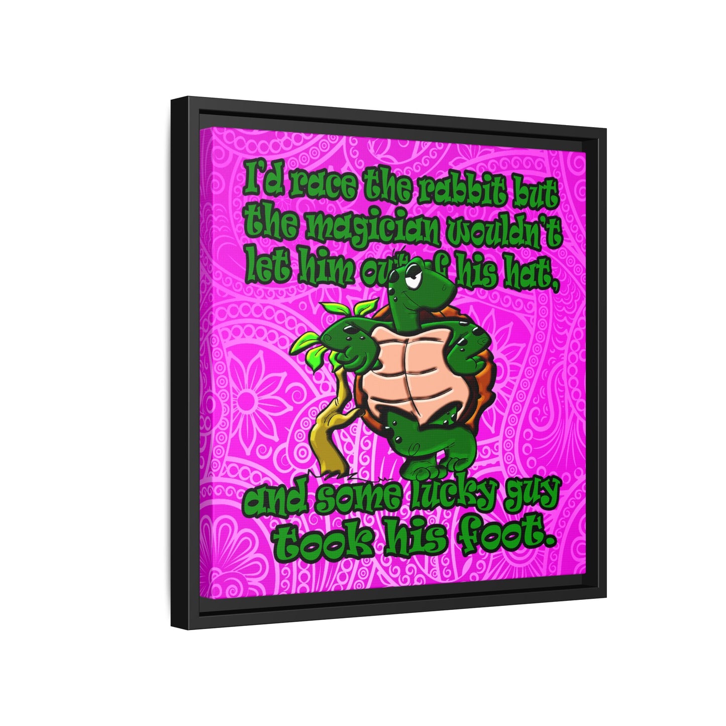 turtle race - framed canvas art (pink swirl)