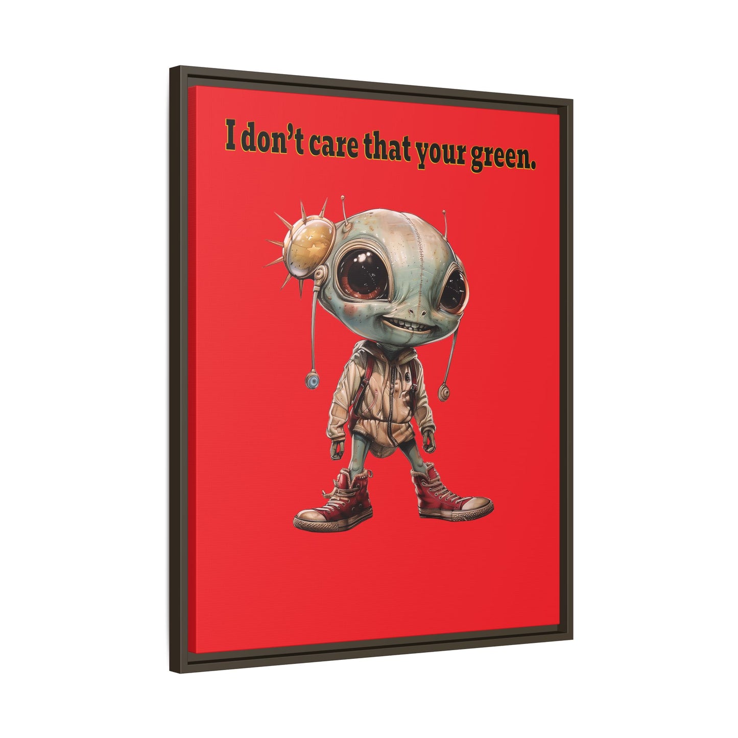 I don't care that your green - framed canvas art (red)