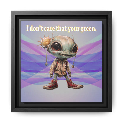 I don't care that your green - framed canvas art (light blue-pink wave)