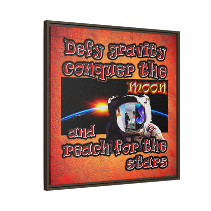 defy conquer reach - framed canvas art (burnt orange)