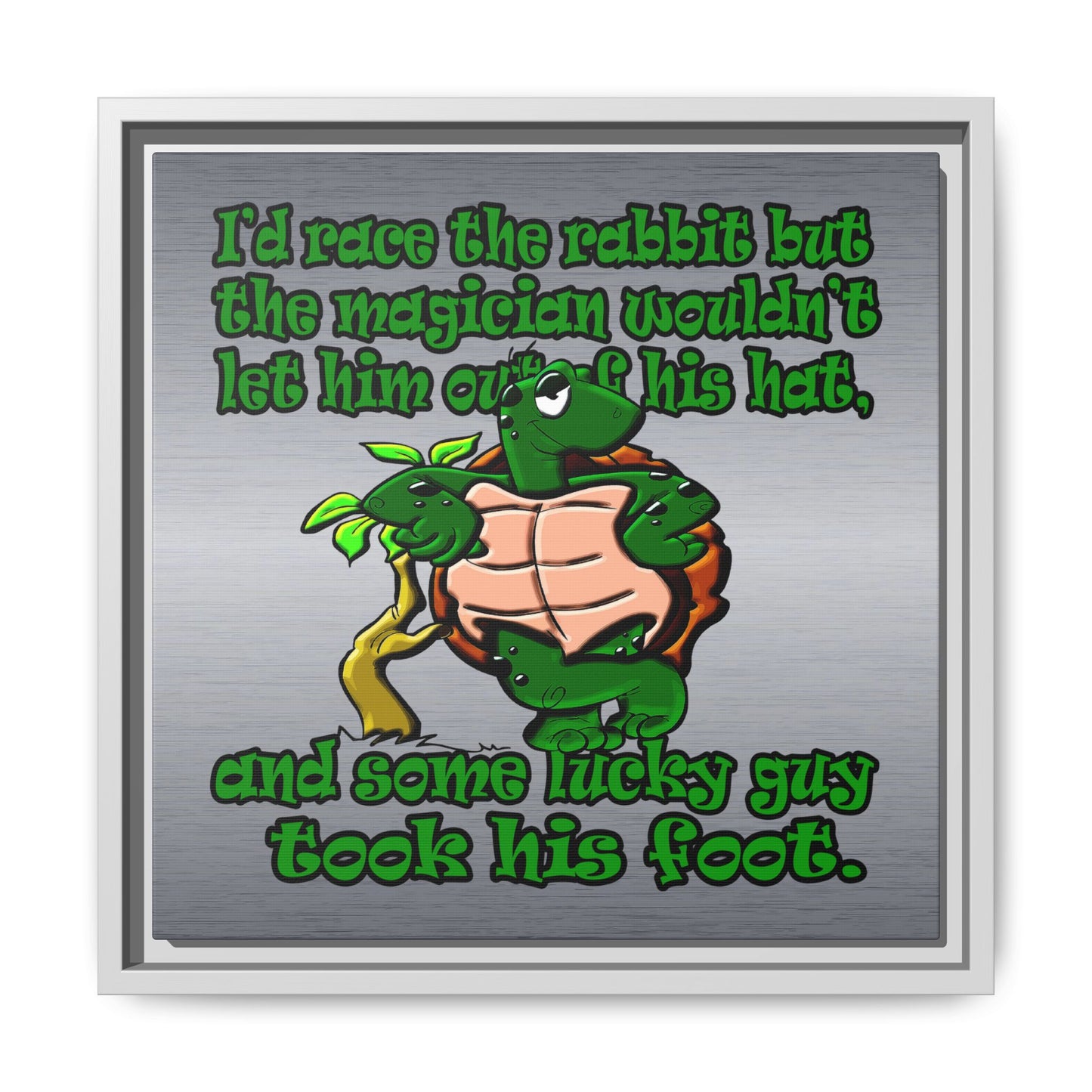 turtle race - framed canvas art (brushed nickel)