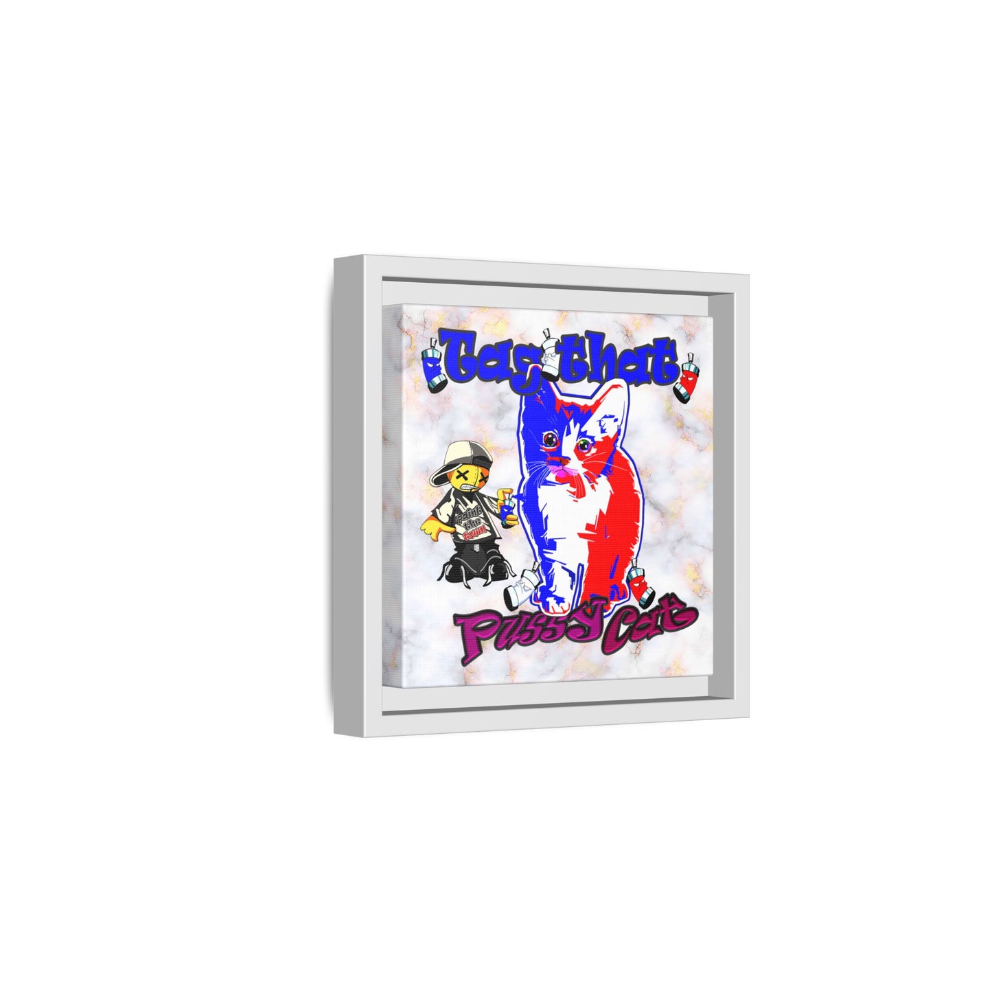 tag that - framed canvas art (white marble)