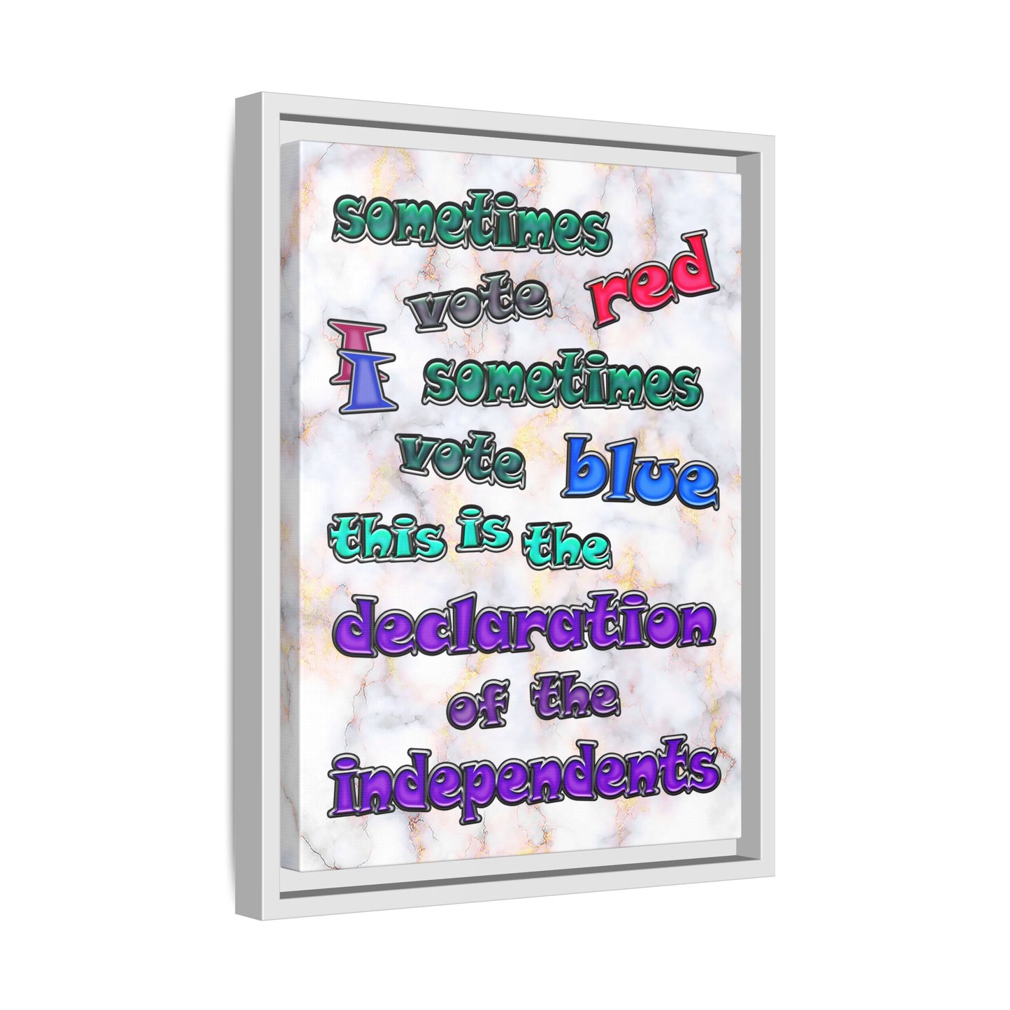 declaration of the independents - framed canvas art (white marble)